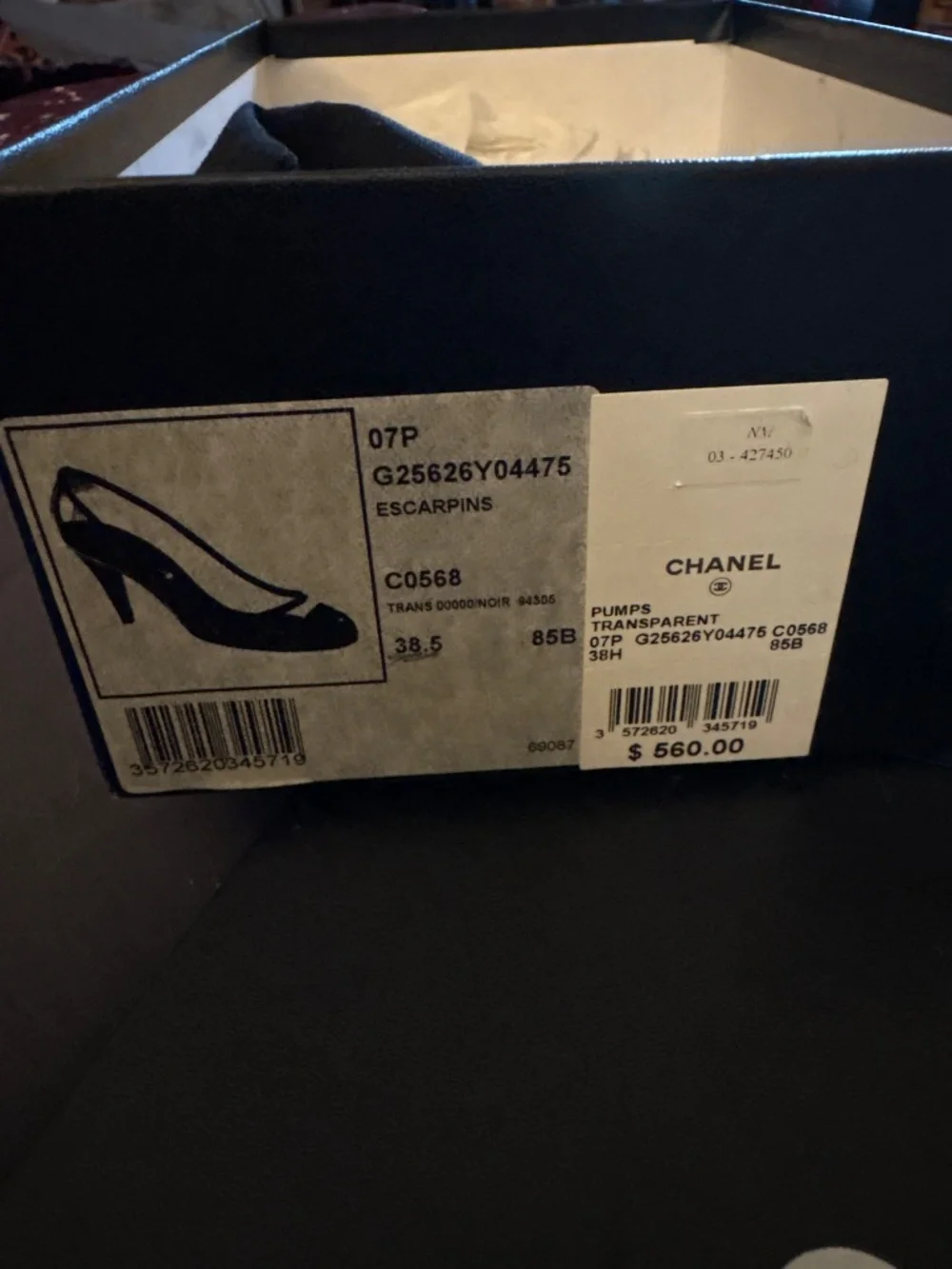 Chanel Black Patent and Clear Heels